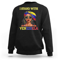 Stand With Venezuela Patriotic Sweatshirt Venezuelan Flag Empowering Afro Latina Messy Bun Bandana - Wonder Print Shop