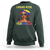 Stand With Venezuela Patriotic Sweatshirt Venezuelan Flag Empowering Afro Latina Messy Bun Bandana - Wonder Print Shop
