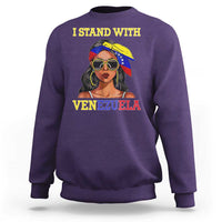 Stand With Venezuela Patriotic Sweatshirt Venezuelan Flag Empowering Afro Latina Messy Bun Bandana - Wonder Print Shop