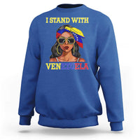 Stand With Venezuela Patriotic Sweatshirt Venezuelan Flag Empowering Afro Latina Messy Bun Bandana - Wonder Print Shop