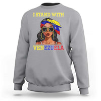 Stand With Venezuela Patriotic Sweatshirt Venezuelan Flag Empowering Afro Latina Messy Bun Bandana - Wonder Print Shop