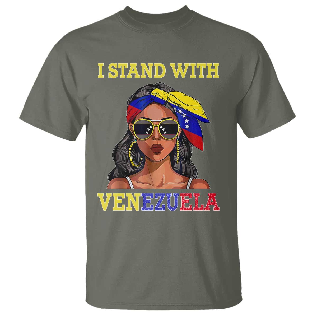Stand With Venezuela Patriotic T Shirt Venezuelan Flag Empowering Afro Latina Messy Bun Bandana - Wonder Print Shop