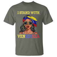 Stand With Venezuela Patriotic T Shirt Venezuelan Flag Empowering Afro Latina Messy Bun Bandana - Wonder Print Shop