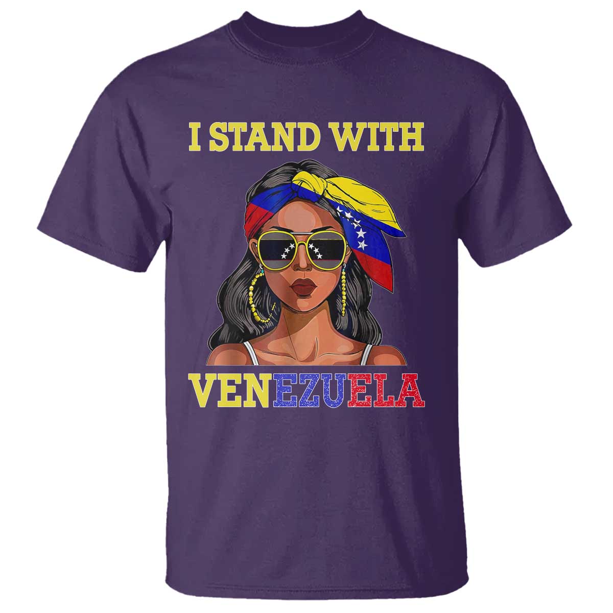 Stand With Venezuela Patriotic T Shirt Venezuelan Flag Empowering Afro Latina Messy Bun Bandana - Wonder Print Shop