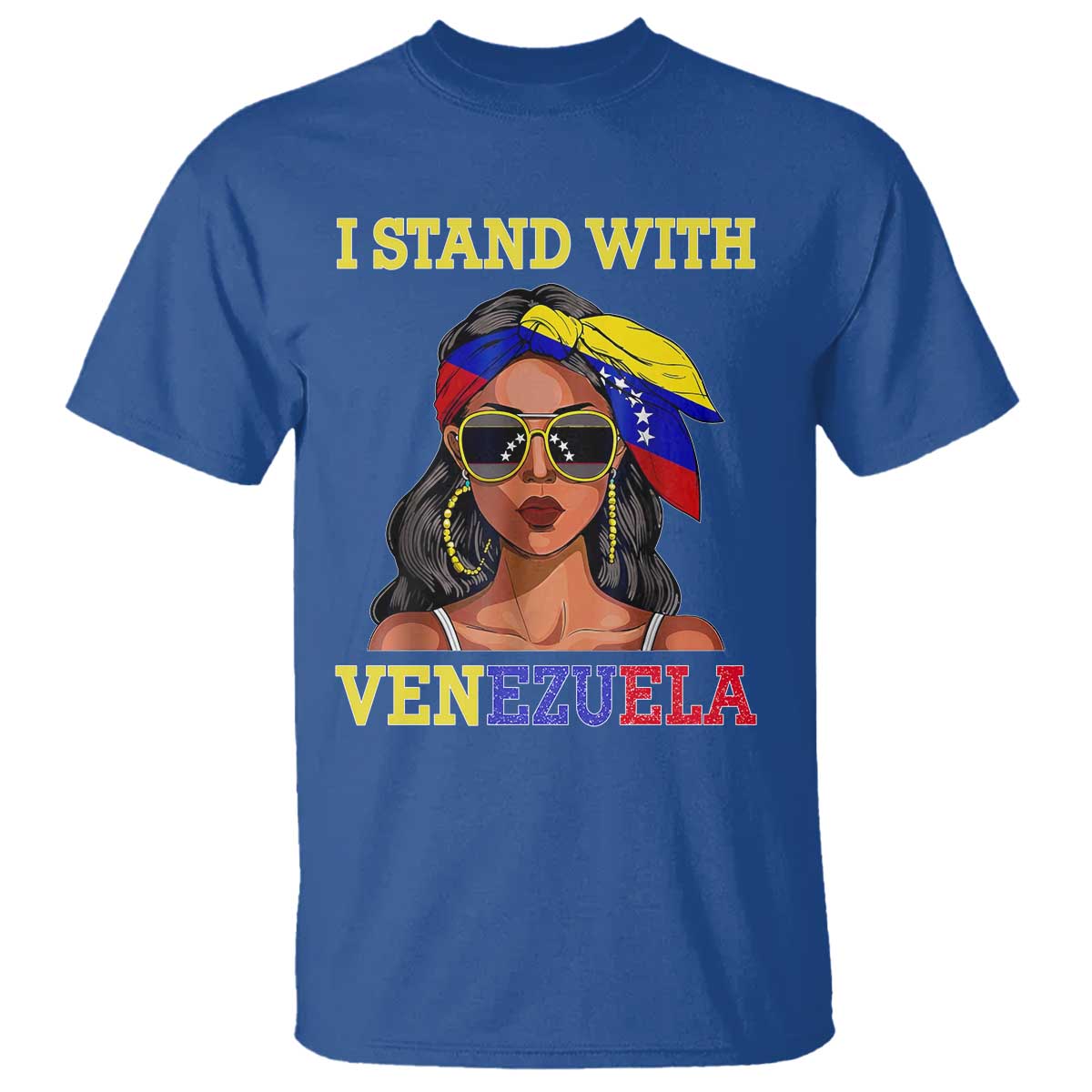 Stand With Venezuela Patriotic T Shirt Venezuelan Flag Empowering Afro Latina Messy Bun Bandana - Wonder Print Shop