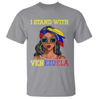 Stand With Venezuela Patriotic T Shirt Venezuelan Flag Empowering Afro Latina Messy Bun Bandana - Wonder Print Shop