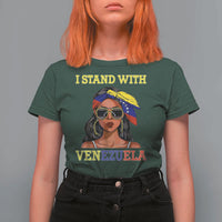 Stand With Venezuela Patriotic T Shirt For Women Venezuelan Flag Empowering Afro Latina Messy Bun Bandana - Wonder Print Shop