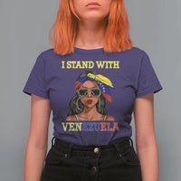 Stand With Venezuela Patriotic T Shirt For Women Venezuelan Flag Empowering Afro Latina Messy Bun Bandana - Wonder Print Shop