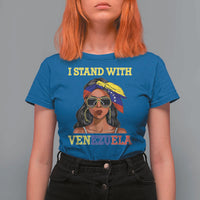 Stand With Venezuela Patriotic T Shirt For Women Venezuelan Flag Empowering Afro Latina Messy Bun Bandana - Wonder Print Shop