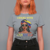 Stand With Venezuela Patriotic T Shirt For Women Venezuelan Flag Empowering Afro Latina Messy Bun Bandana - Wonder Print Shop