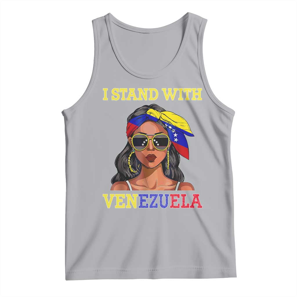 Stand With Venezuela Patriotic Tank Top Venezuelan Flag Empowering Afro Latina Messy Bun Bandana - Wonder Print Shop