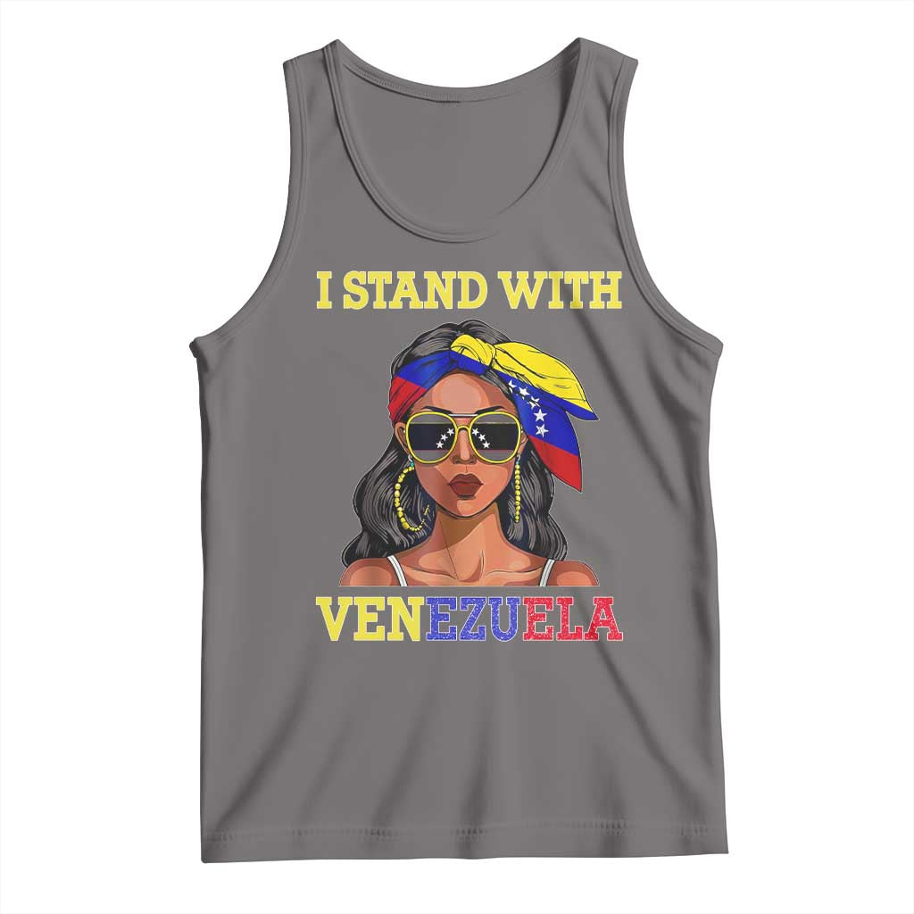 Stand With Venezuela Patriotic Tank Top Venezuelan Flag Empowering Afro Latina Messy Bun Bandana - Wonder Print Shop