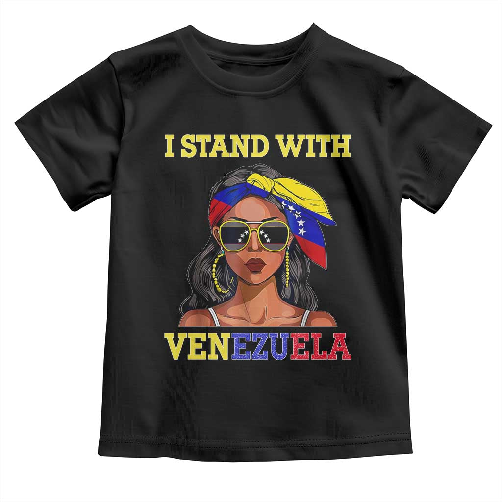 Stand With Venezuela Patriotic Toddler T Shirt Venezuelan Flag Empowering Afro Latina Messy Bun Bandana - Wonder Print Shop
