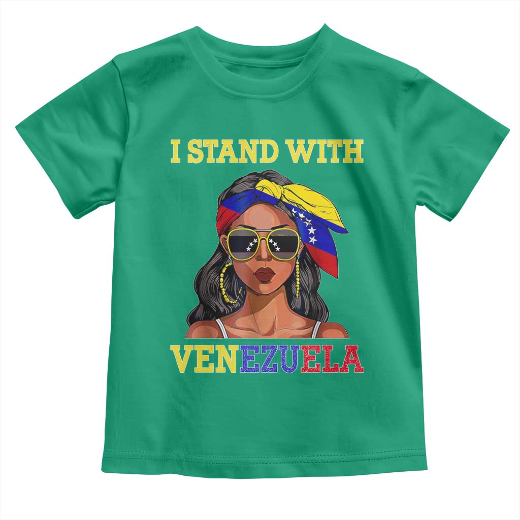 Stand With Venezuela Patriotic Toddler T Shirt Venezuelan Flag Empowering Afro Latina Messy Bun Bandana - Wonder Print Shop