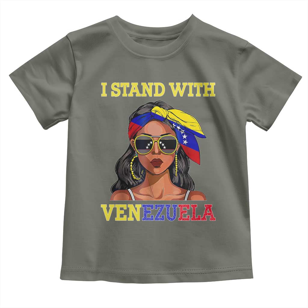 Stand With Venezuela Patriotic Toddler T Shirt Venezuelan Flag Empowering Afro Latina Messy Bun Bandana - Wonder Print Shop