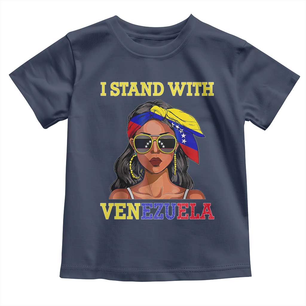 Stand With Venezuela Patriotic Toddler T Shirt Venezuelan Flag Empowering Afro Latina Messy Bun Bandana - Wonder Print Shop