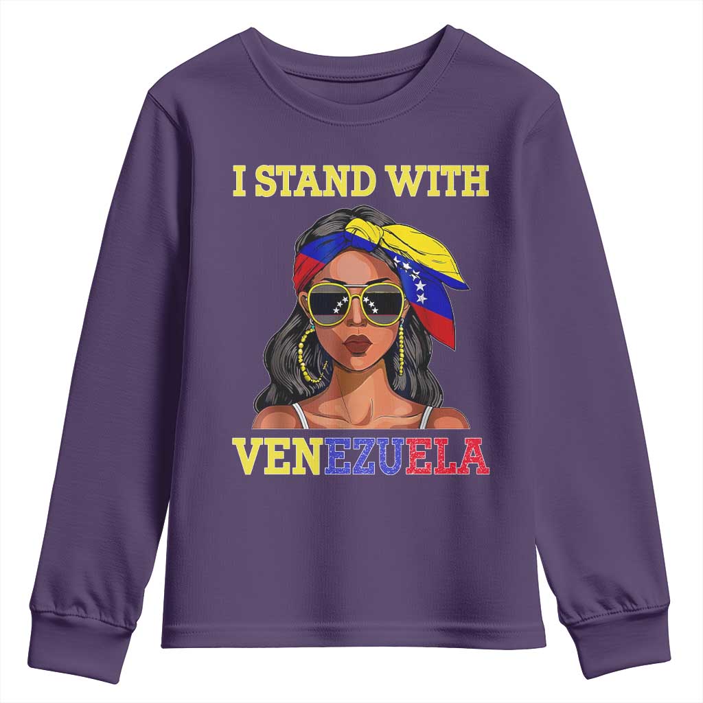 Stand With Venezuela Patriotic Youth Sweatshirt Venezuelan Flag Empowering Afro Latina Messy Bun Bandana - Wonder Print Shop