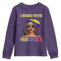 Stand With Venezuela Patriotic Youth Sweatshirt Venezuelan Flag Empowering Afro Latina Messy Bun Bandana - Wonder Print Shop