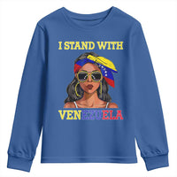 Stand With Venezuela Patriotic Youth Sweatshirt Venezuelan Flag Empowering Afro Latina Messy Bun Bandana - Wonder Print Shop