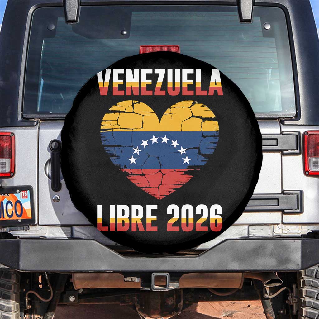 Venezuela Libre 2026 Spare Tire Cover Venezuelan Flag Heart Freedom and National Pride - Wonder Print Shop