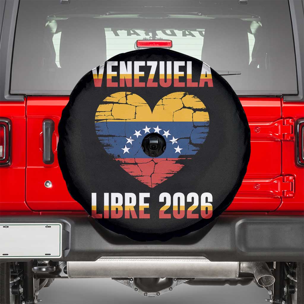 Venezuela Libre 2026 Spare Tire Cover Venezuelan Flag Heart Freedom and National Pride - Wonder Print Shop