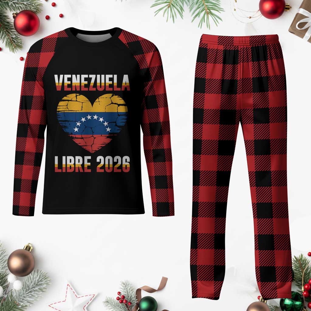 Venezuela Libre 2026 Plaid Pajama Set Venezuelan Flag Heart Freedom and National Pride - Wonder Print Shop