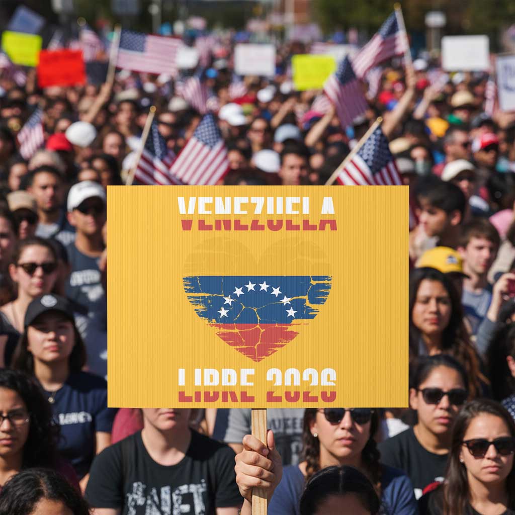 Venezuela Libre 2026 Protest Sign Venezuelan Flag Heart Freedom and National Pride