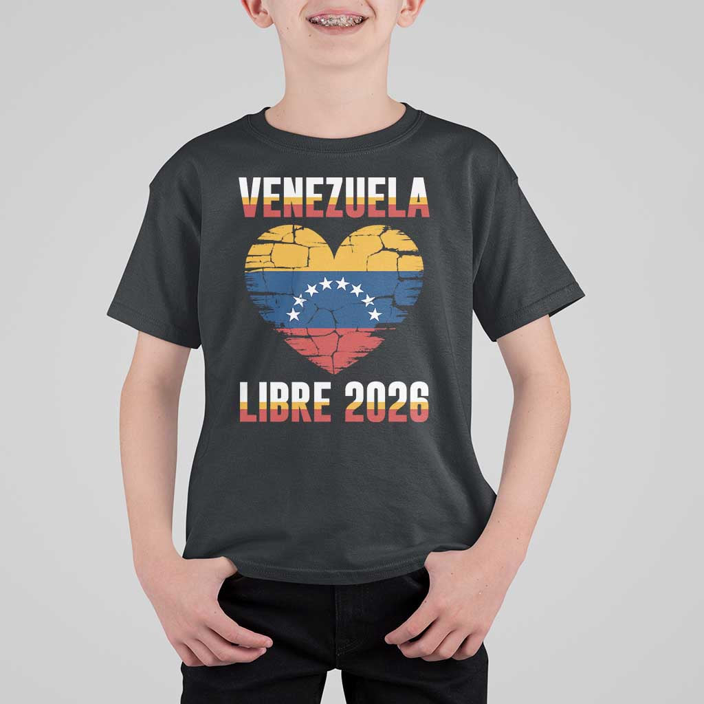 Venezuela Libre 2026 T Shirt For Kid Venezuelan Flag Heart Freedom and National Pride - Wonder Print Shop