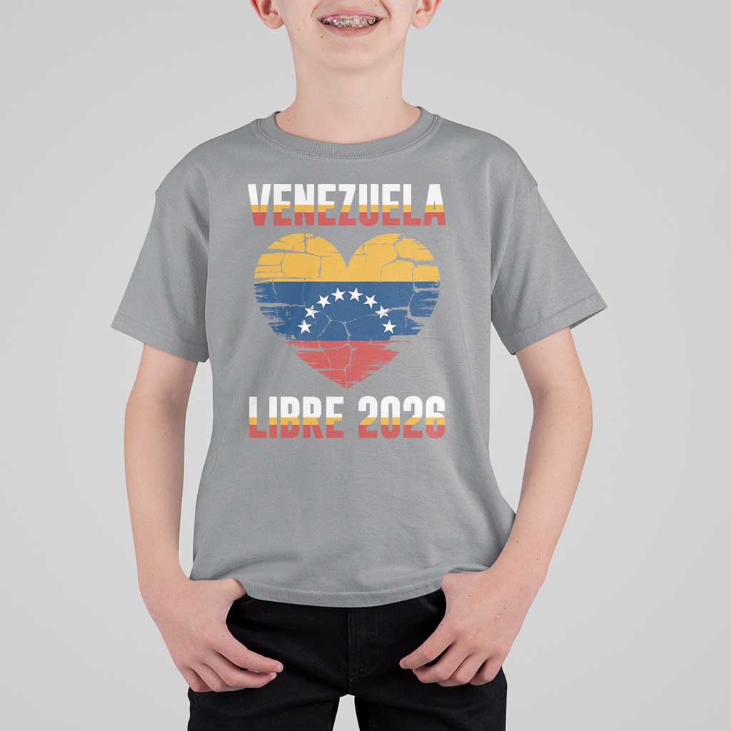Venezuela Libre 2026 T Shirt For Kid Venezuelan Flag Heart Freedom and National Pride - Wonder Print Shop