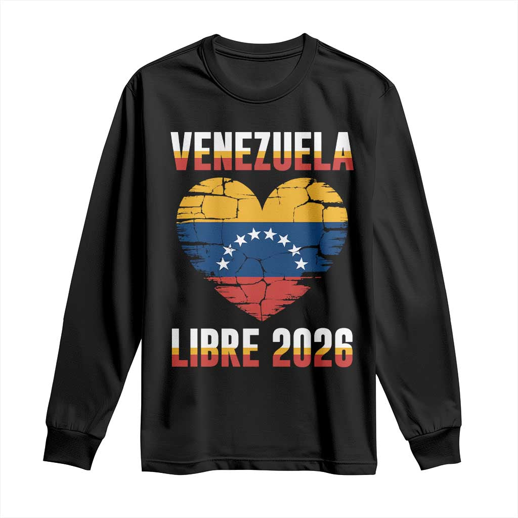 Venezuela Libre 2026 Long Sleeve Shirt Venezuelan Flag Heart Freedom and National Pride - Wonder Print Shop