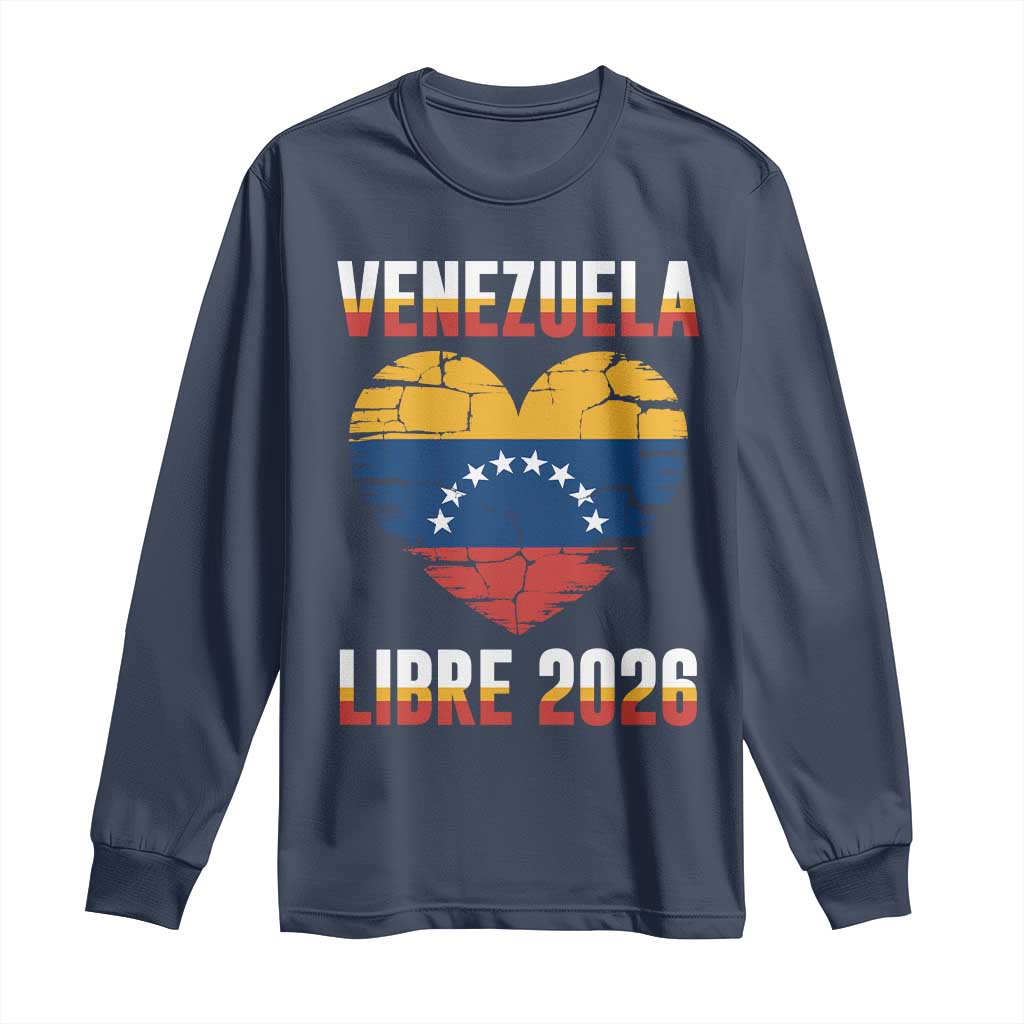 Venezuela Libre 2026 Long Sleeve Shirt Venezuelan Flag Heart Freedom and National Pride - Wonder Print Shop