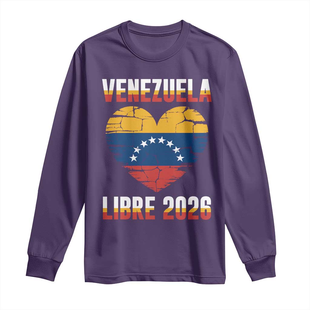 Venezuela Libre 2026 Long Sleeve Shirt Venezuelan Flag Heart Freedom and National Pride - Wonder Print Shop