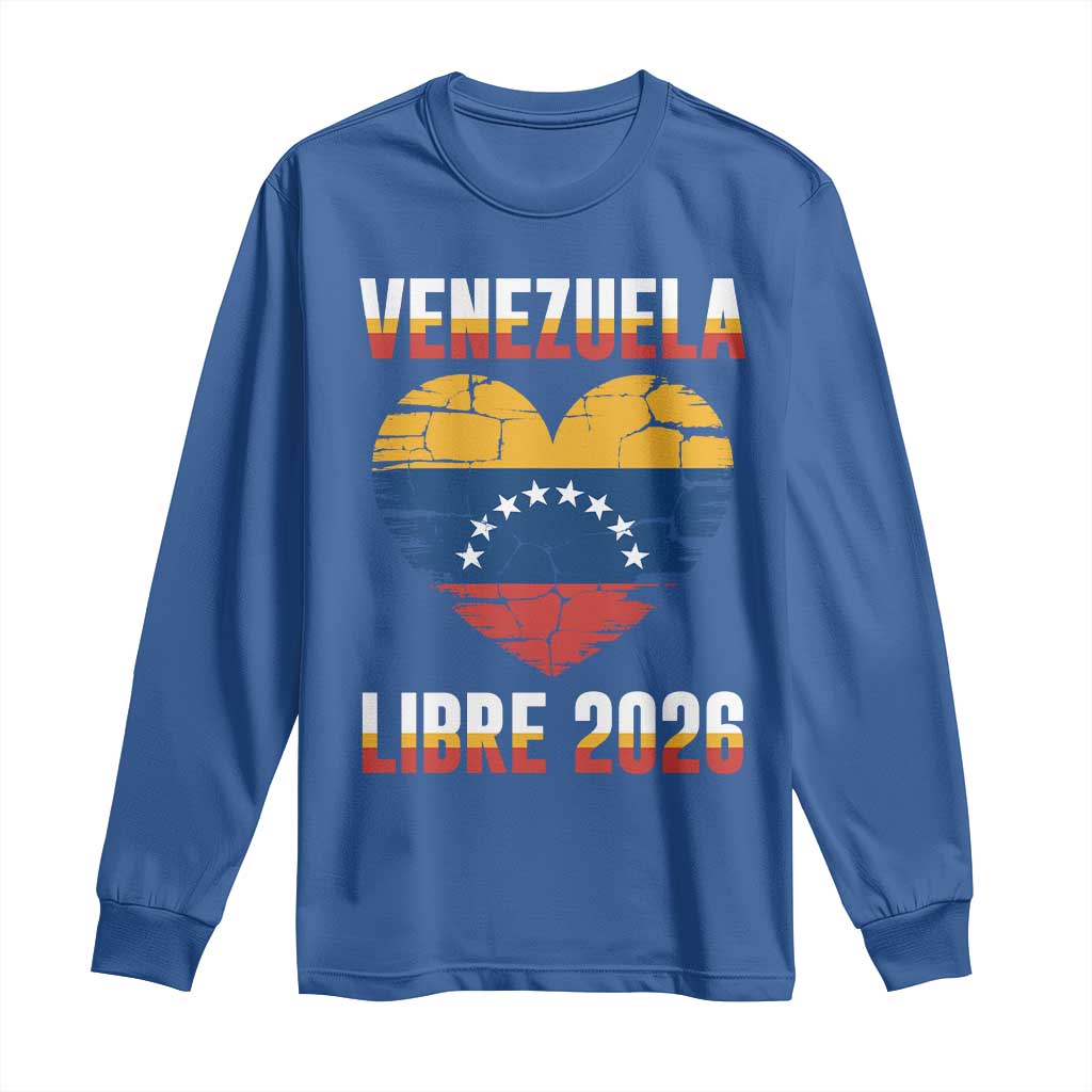Venezuela Libre 2026 Long Sleeve Shirt Venezuelan Flag Heart Freedom and National Pride - Wonder Print Shop