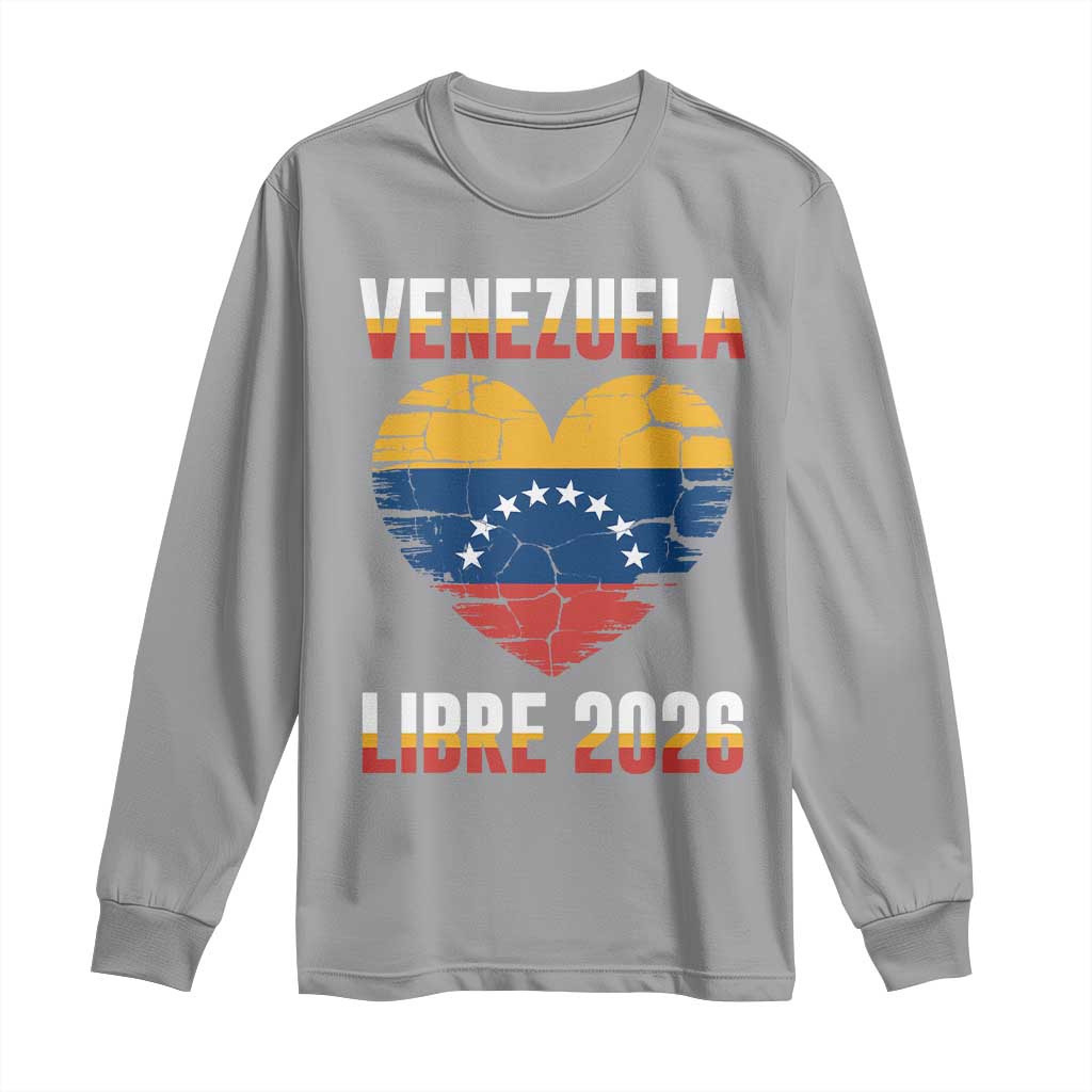 Venezuela Libre 2026 Long Sleeve Shirt Venezuelan Flag Heart Freedom and National Pride - Wonder Print Shop