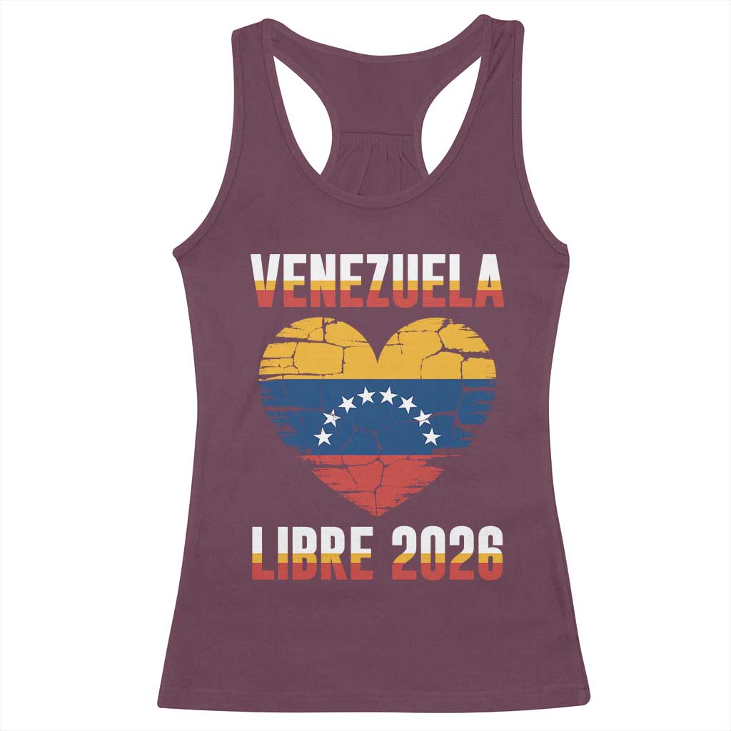 Venezuela Libre 2026 Racerback Tank Top Venezuelan Flag Heart Freedom and National Pride - Wonder Print Shop