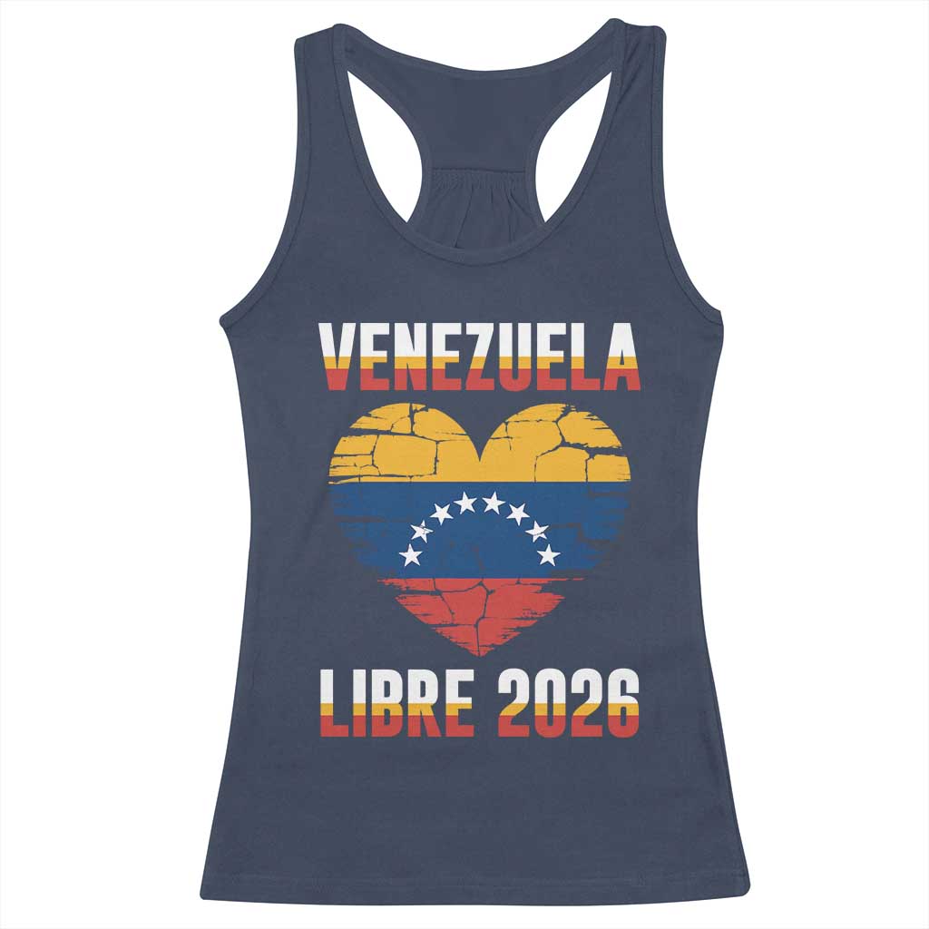 Venezuela Libre 2026 Racerback Tank Top Venezuelan Flag Heart Freedom and National Pride - Wonder Print Shop