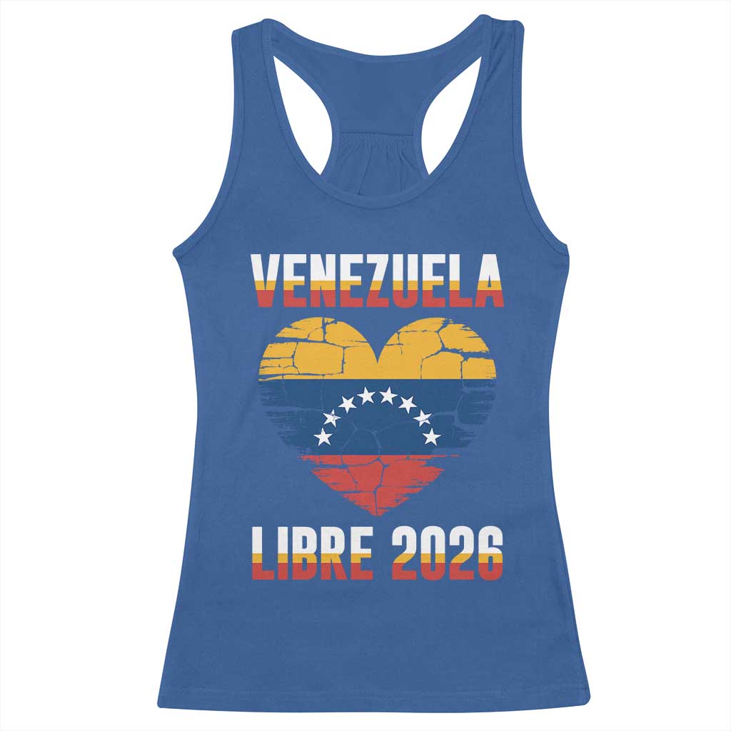 Venezuela Libre 2026 Racerback Tank Top Venezuelan Flag Heart Freedom and National Pride - Wonder Print Shop