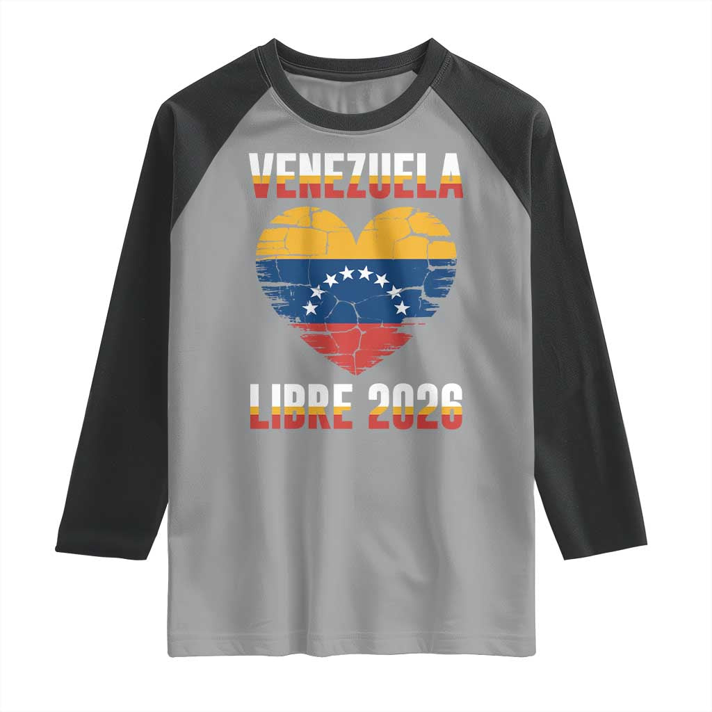 Venezuela Libre 2026 Raglan Shirt Venezuelan Flag Heart Freedom and National Pride - Wonder Print Shop