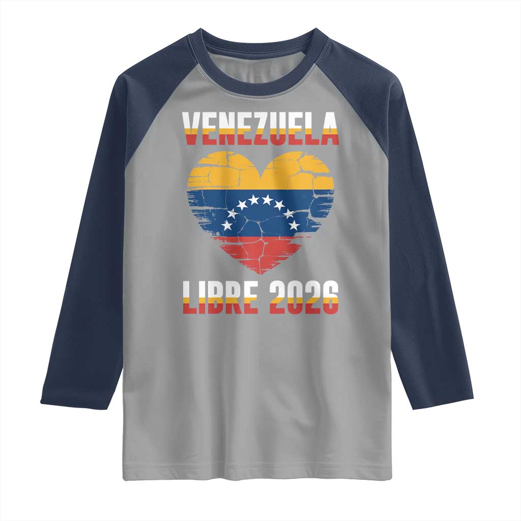 Venezuela Libre 2026 Raglan Shirt Venezuelan Flag Heart Freedom and National Pride - Wonder Print Shop