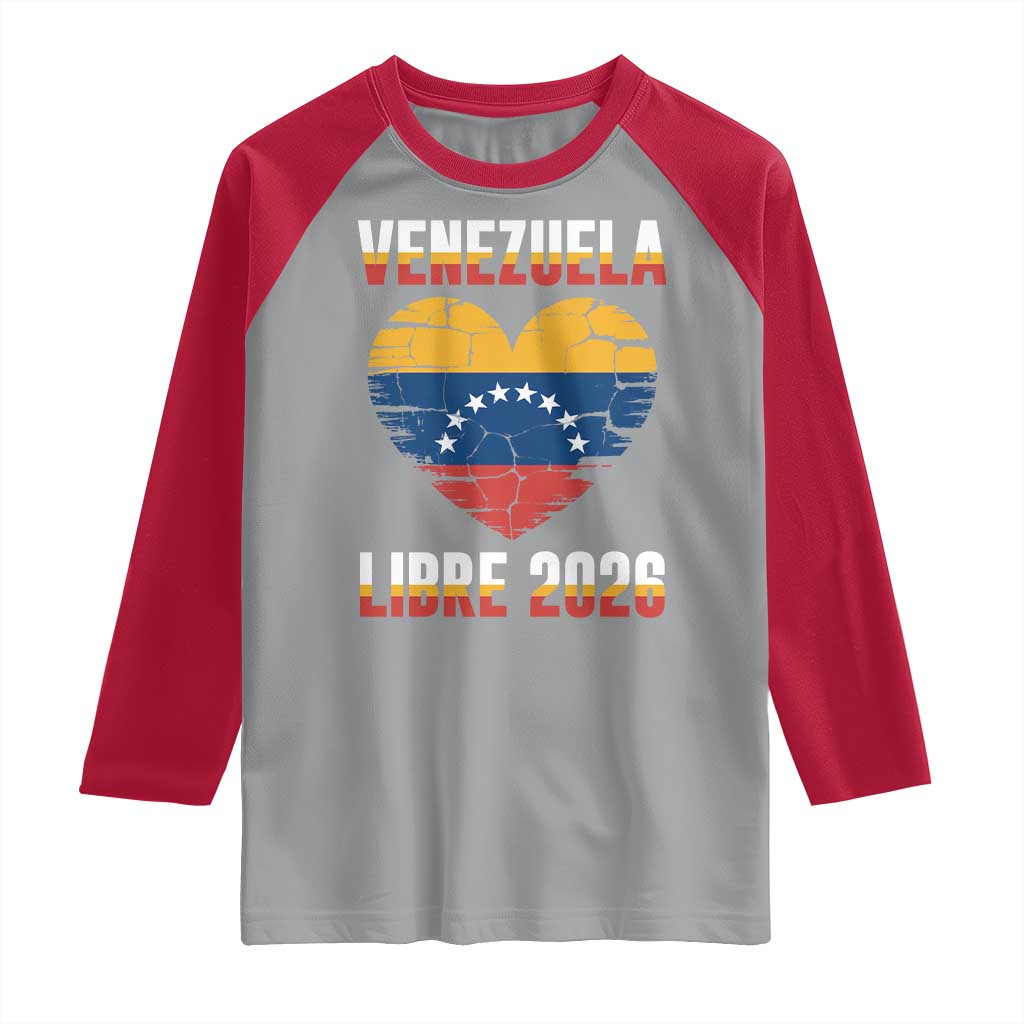 Venezuela Libre 2026 Raglan Shirt Venezuelan Flag Heart Freedom and National Pride - Wonder Print Shop