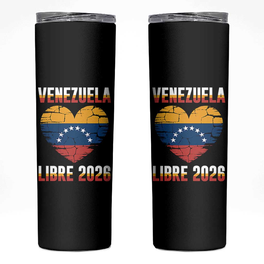 Venezuela Libre 2026 Skinny Tumbler Venezuelan Flag Heart Freedom and National Pride - Wonder Print Shop