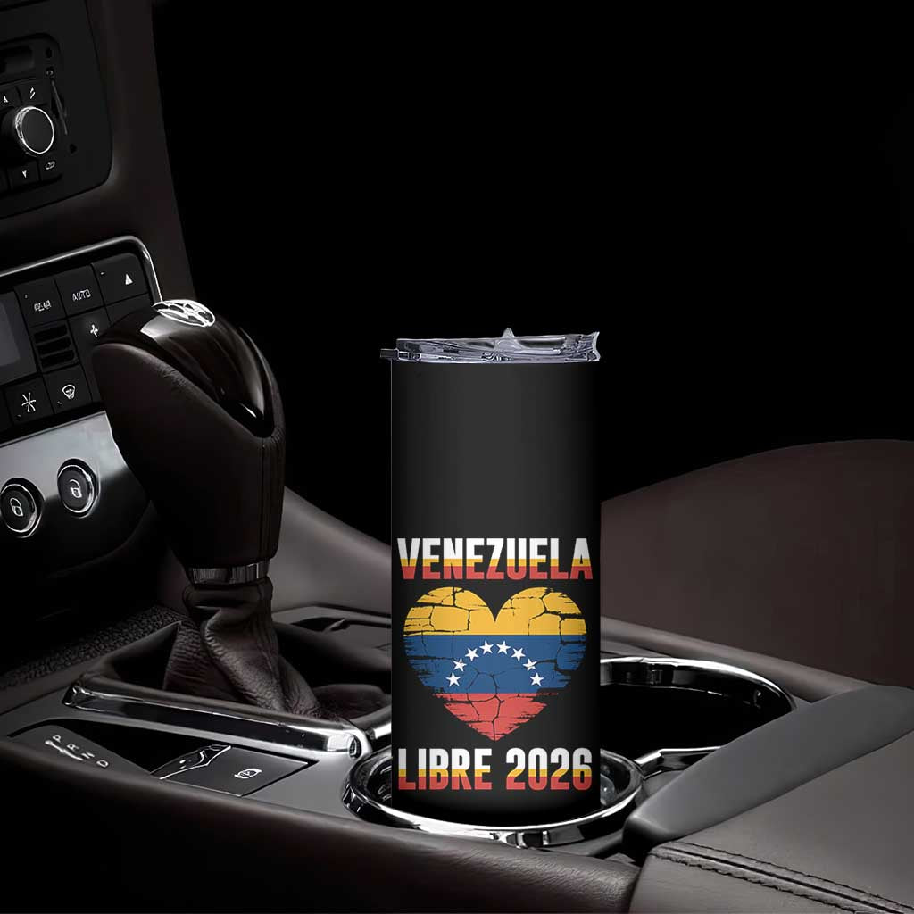Venezuela Libre 2026 Skinny Tumbler Venezuelan Flag Heart Freedom and National Pride - Wonder Print Shop