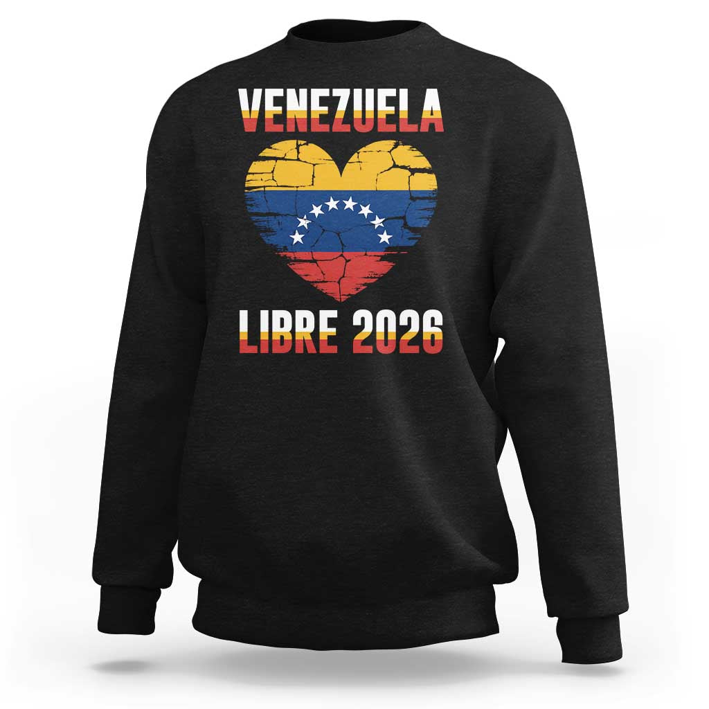 Venezuela Libre 2026 Sweatshirt Venezuelan Flag Heart Freedom and National Pride - Wonder Print Shop