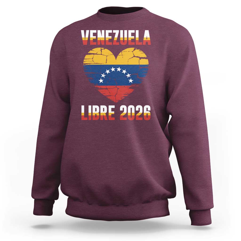 Venezuela Libre 2026 Sweatshirt Venezuelan Flag Heart Freedom and National Pride - Wonder Print Shop