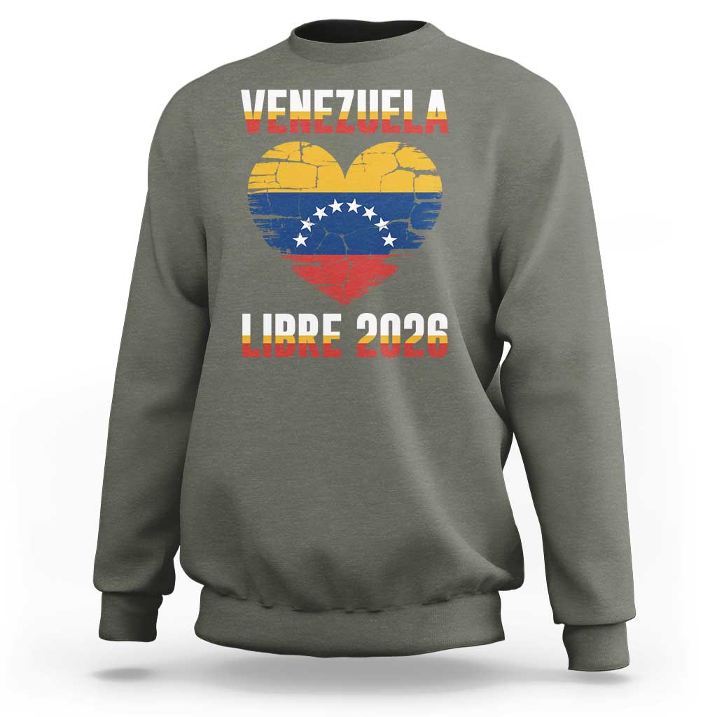 Venezuela Libre 2026 Sweatshirt Venezuelan Flag Heart Freedom and National Pride - Wonder Print Shop