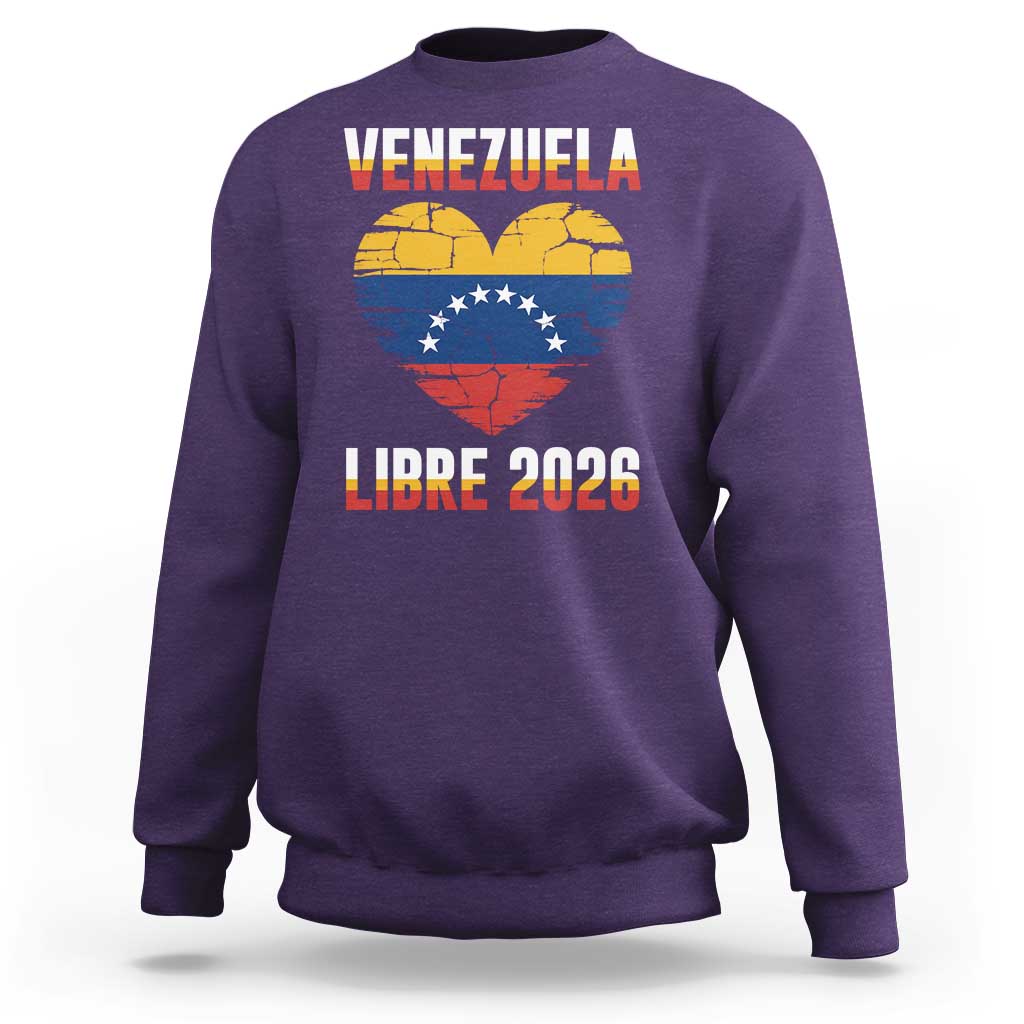Venezuela Libre 2026 Sweatshirt Venezuelan Flag Heart Freedom and National Pride - Wonder Print Shop