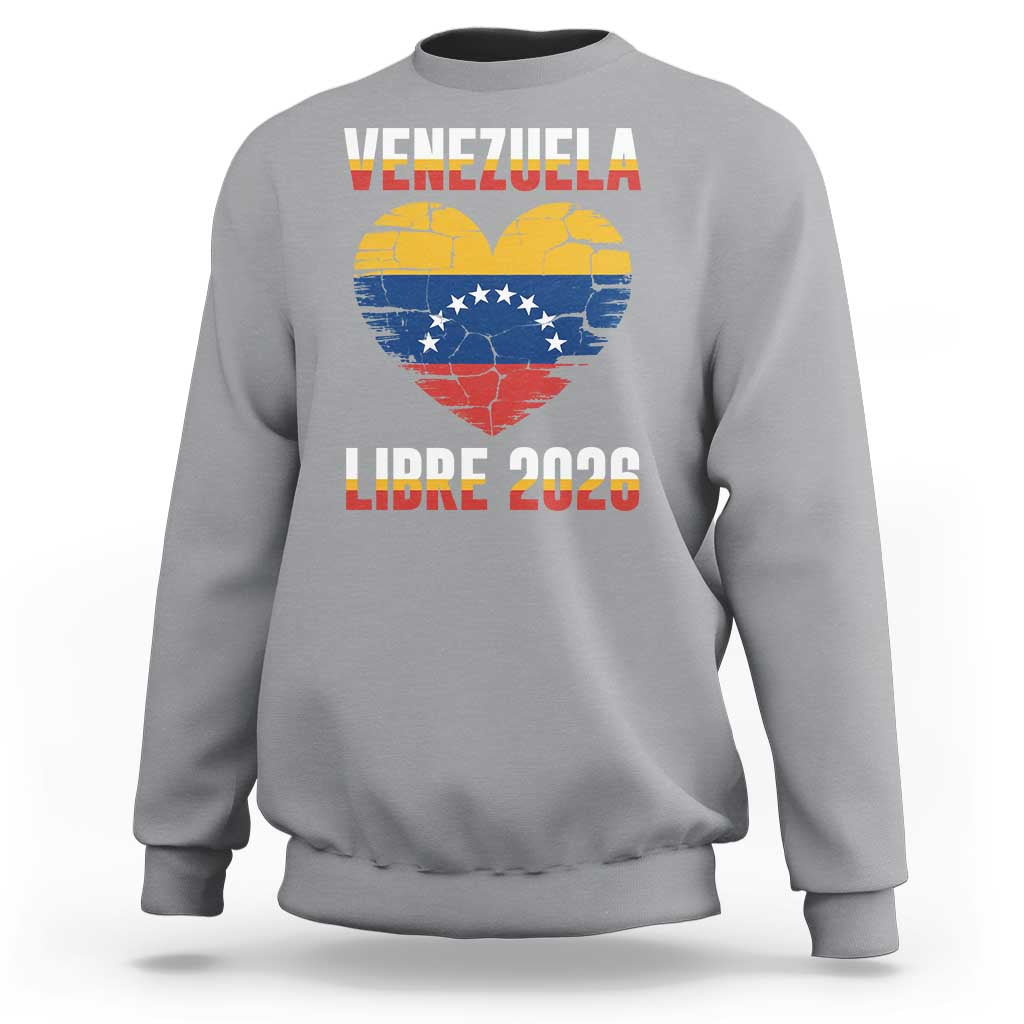 Venezuela Libre 2026 Sweatshirt Venezuelan Flag Heart Freedom and National Pride - Wonder Print Shop
