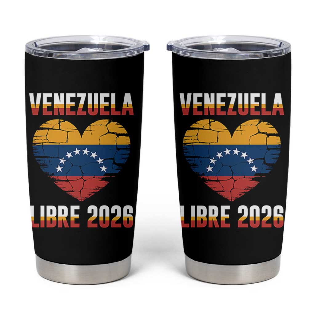 Venezuela Libre 2026 Tumbler Cup Venezuelan Flag Heart Freedom and National Pride - Wonder Print Shop
