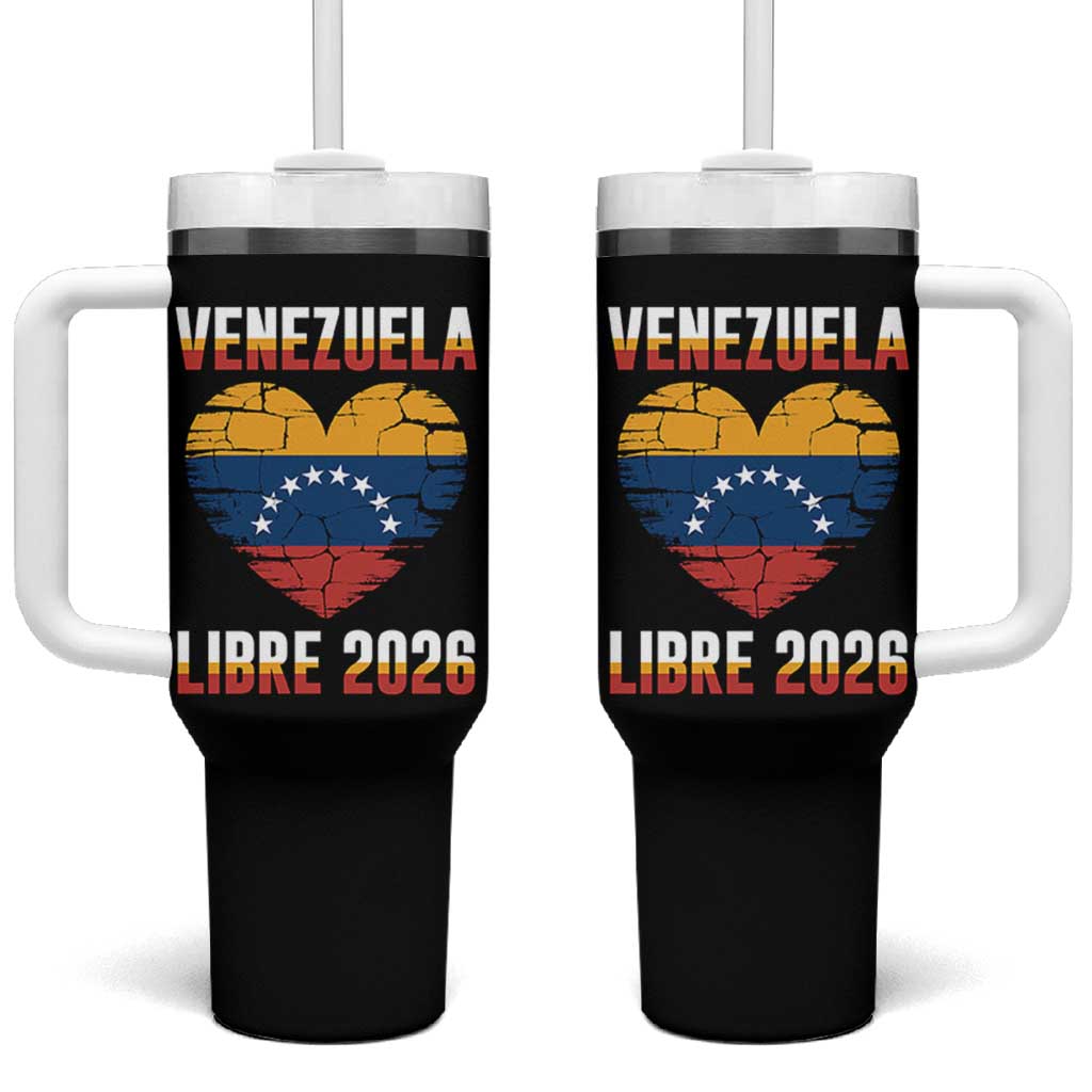 Venezuela Libre 2026 Tumbler With Handle Venezuelan Flag Heart Freedom and National Pride - Wonder Print Shop