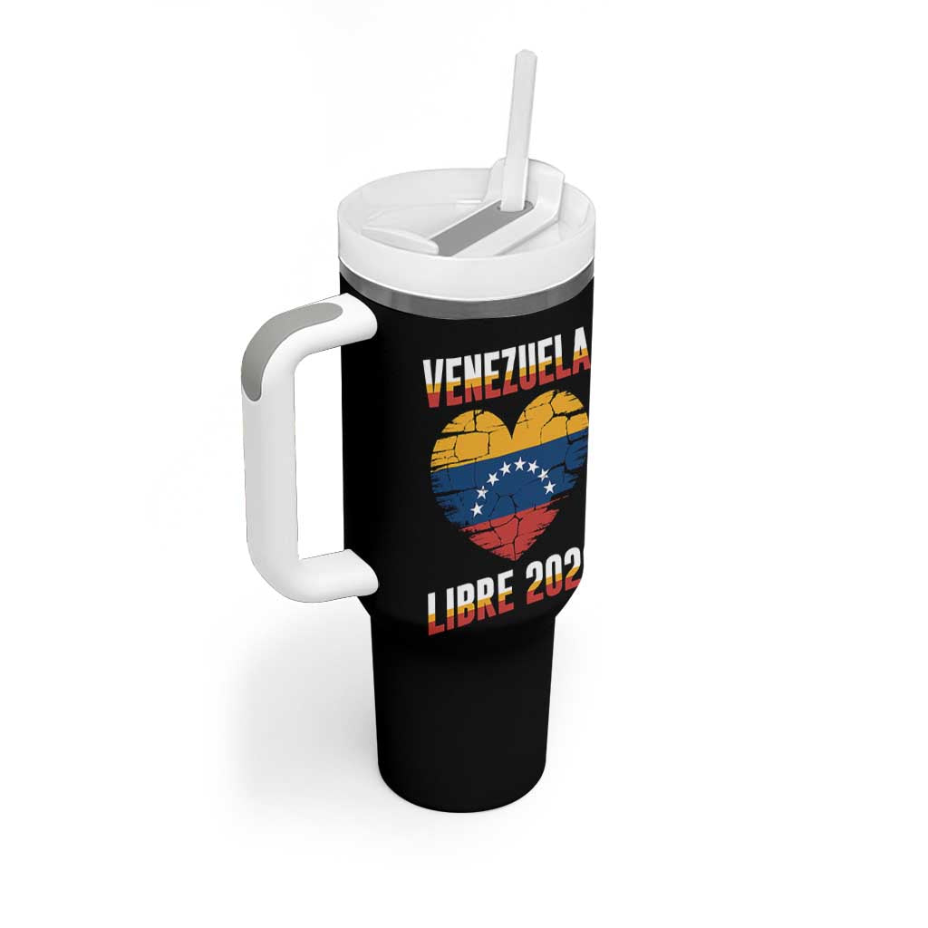 Venezuela Libre 2026 Tumbler With Handle Venezuelan Flag Heart Freedom and National Pride - Wonder Print Shop